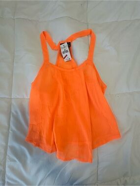 Wet Seal Neon Orange Strappy Crop Tank